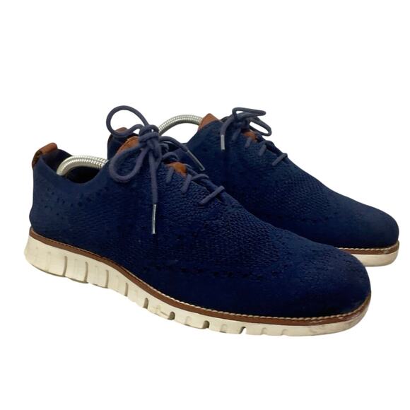 COLE HAAN STITCH LITE SHOES OXFORDS ZEROGRAND NAVY BLUE SZ 9 KNIT LIGHTWEIGHT - Picture 1 of 16